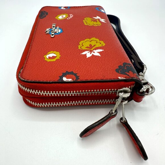 EUC Coach Wild Prairie Print Coated Canvas Double Zip Wallet/Wristlet #F53966 - Picture 6 of 13